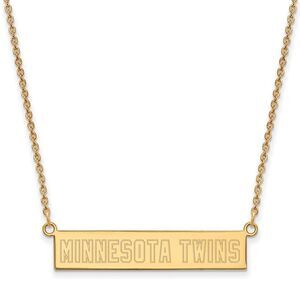 14K Gold Plated S.S. MLB Minnesota Twins Small Bar Necklace, 18 Inch